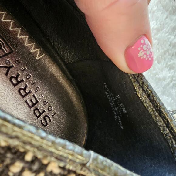 Sperry Top Sider Women's Tweed Peep Toe Slip On Wedge Heels Size 7.5M Multicolor - Picture 7 of 7